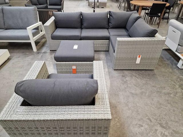 Suns fiona hoeklounge set met rechte hoek wicker witgrijs - afbeelding 2 van  7