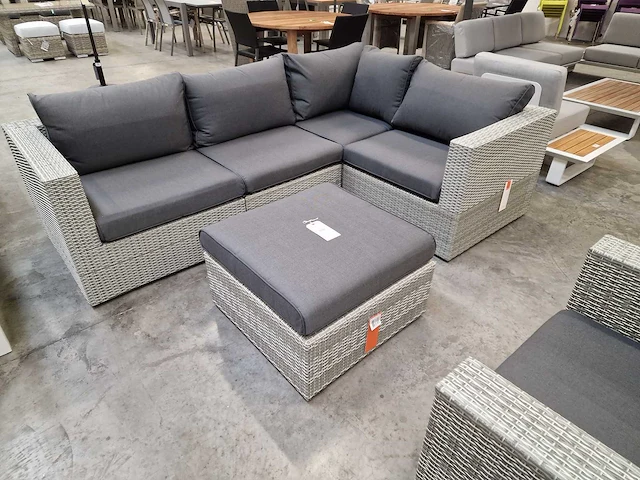 Suns fiona hoeklounge set met rechte hoek wicker witgrijs - afbeelding 3 van  7