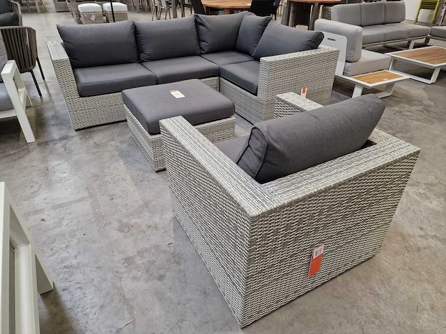 Suns fiona hoeklounge set met rechte hoek wicker witgrijs - afbeelding 4 van  7