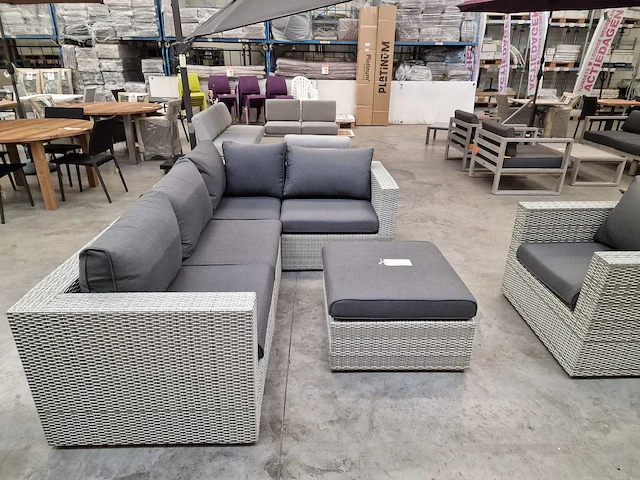 Suns fiona hoeklounge set met rechte hoek wicker witgrijs - afbeelding 5 van  7