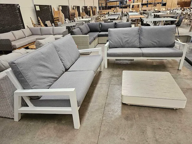 Suns lagoon lounge set alu wit + kussens grijs - afbeelding 2 van  6