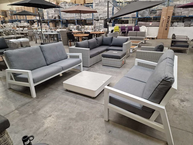 Suns lagoon lounge set alu wit + kussens grijs - afbeelding 1 van  6