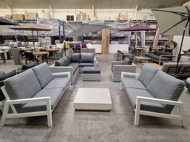 Suns lagoon lounge set alu wit + kussens grijs - afbeelding 3 van  6