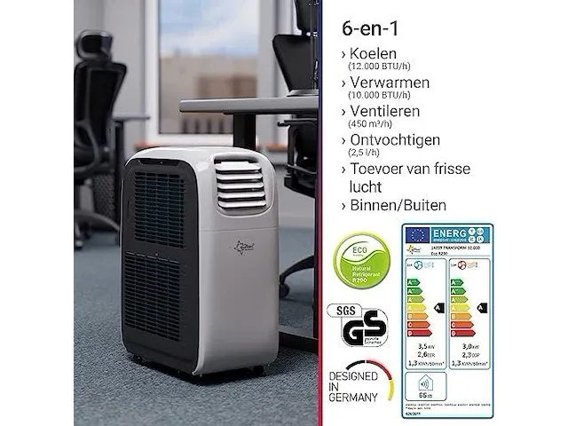 Suntec mobiele airconditioner + verwarming 12,000 btu - afbeelding 2 van  3