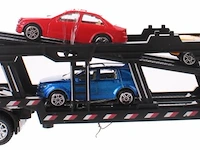 Super cars die cast auto transporter + 3 auto's rood - afbeelding 3 van  5