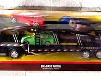 Super cars die cast auto transporter + 3 auto's wit - afbeelding 2 van  5