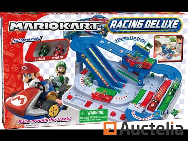 Super mario kart racing dx-racebaan met 2 karts luigi en mario - 6 obstakels - afbeelding 1 van  3