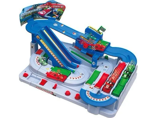 Super mario kart racing dx-racebaan met 2 karts luigi en mario - 6 obstakels - afbeelding 2 van  2