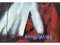 Surajiya - woman sitting - gemengde techniek op doek - afbeelding 3 van  9