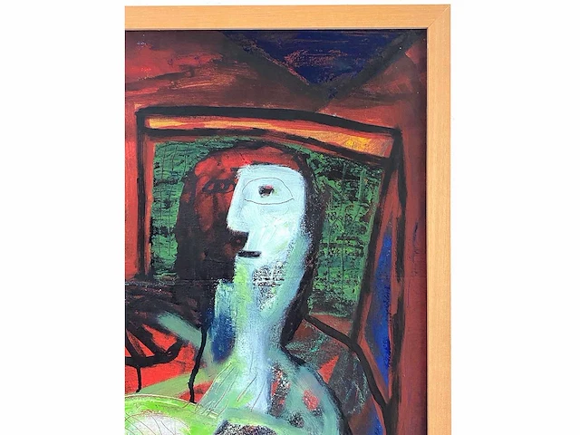 Surajiya - woman sitting - gemengde techniek op doek - afbeelding 4 van  9