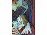 Surajiya - woman sitting - gemengde techniek op doek - afbeelding 5 van  9