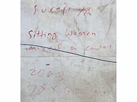 Surajiya - woman sitting - gemengde techniek op doek - afbeelding 9 van  9