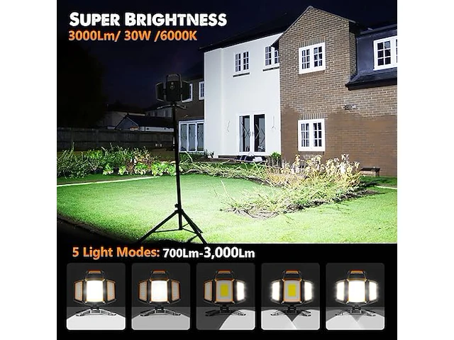 Sylsar 30w oplaadbaar werklicht, 3000 lumen - afbeelding 5 van  5