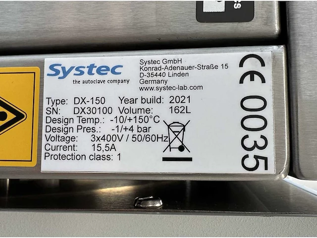Systec dx-150 autoclave - purchased on january, 2022. - afbeelding 10 van  14