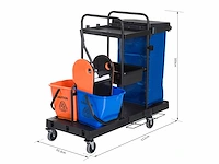 Systemwagen schoonmaakwagen met 4 zwenkwielen zwart+blauw+oranje 111 × 63,3 × 103 cm - afbeelding 3 van  6