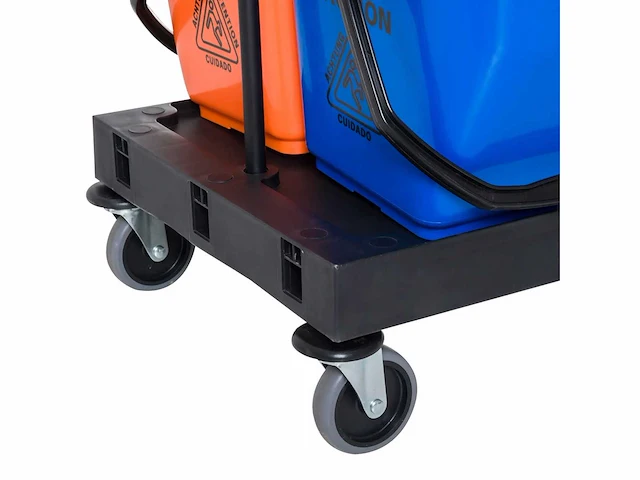 Systemwagen schoonmaakwagen met 4 zwenkwielen zwart+blauw+oranje 111 × 63,3 × 103 cm - afbeelding 4 van  6