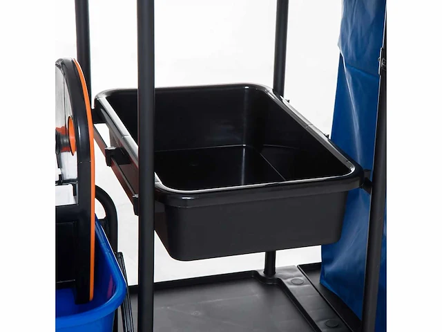 Systemwagen schoonmaakwagen met 4 zwenkwielen zwart+blauw+oranje 111 × 63,3 × 103 cm - afbeelding 5 van  6