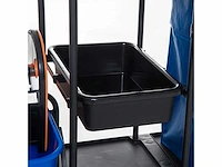 Systemwagen schoonmaakwagen met 4 zwenkwielen zwart+blauw+oranje 111 × 63,3 × 103 cm - afbeelding 5 van  6