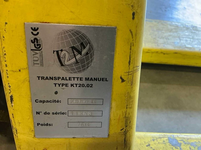 T2m kt20.02 hand hydraulische palletwagen - afbeelding 4 van  4
