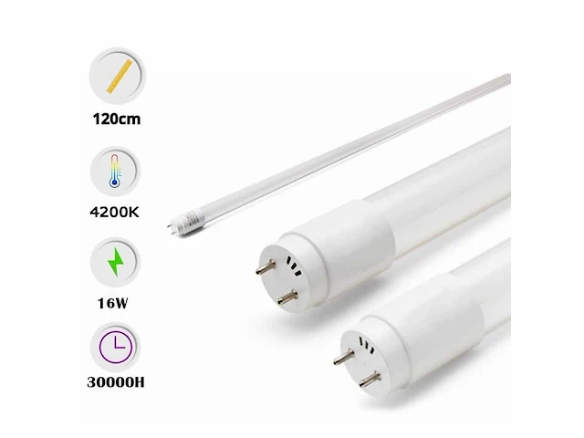 T8 led buizen – 16w – 120cm – 4200k neutraal wit – 25.000h (x60) - afbeelding 2 van  5