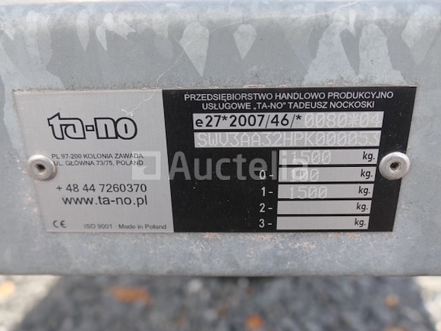 Ta-no t3a 32h enkelassige spoeldrager aanhangwagen (vin: swv3aa32hpk000053) - afbeelding 11 van  19