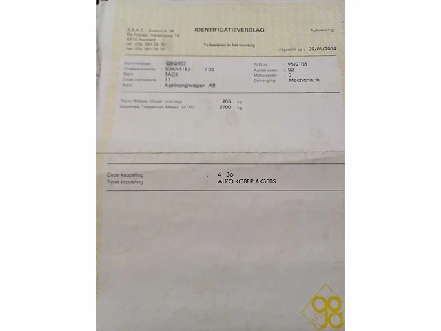 Tack - l-2700-2 - 2004 - dieren aanhangwagen - afbeelding 18 van  26