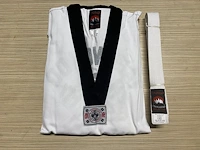 Taekwondo pak wit/zwart (8st) maat 180 - afbeelding 1 van  3