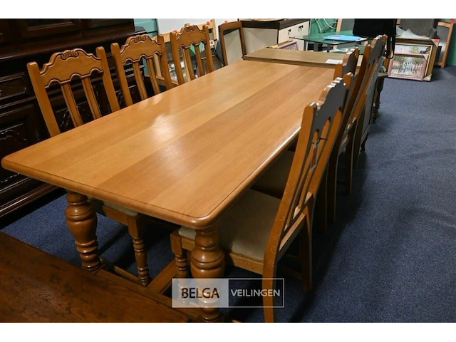Tafel + 6 stoelen eik - afbeelding 1 van  2