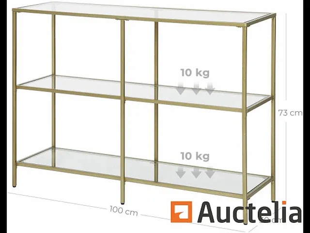 Tafel console, entry meubilair, 3-level rek, goud - afbeelding 1 van  7