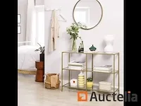 Tafel console, entry meubilair, 3-level rek, goud - afbeelding 3 van  7