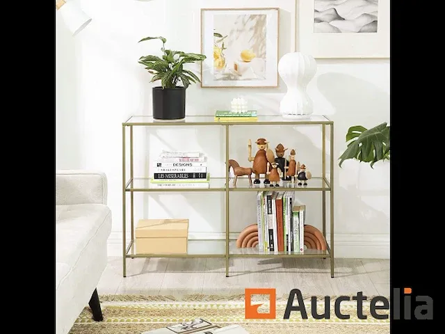 Tafel console, entry meubilair, 3-level rek, goud - afbeelding 5 van  7