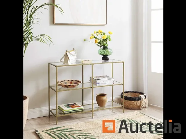 Tafel console, entry meubilair, 3-level rek, goud - afbeelding 6 van  7