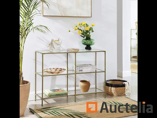 Tafel console, entry meubilair, 3-level rek, goud - afbeelding 7 van  7