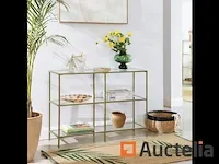 Tafel console, entry meubilair, 3-level rek, goud - afbeelding 7 van  7