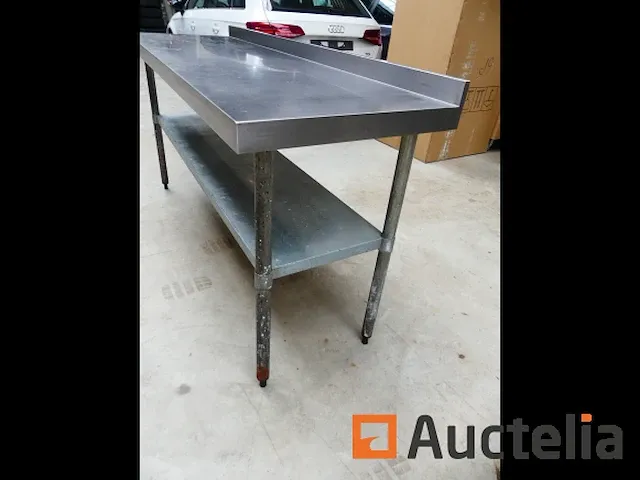 Tafel dubbele roestvrij staal tablet met fronton - afbeelding 2 van  4