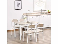 Tafel en 4 stoelen in metaal en mdf, wit en hout - afbeelding 1 van  9