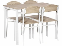 Tafel en 4 stoelen in metaal en mdf, wit en hout - afbeelding 3 van  9