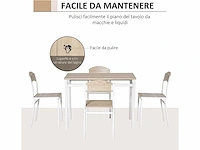 Tafel en 4 stoelen in metaal en mdf, wit en hout - afbeelding 6 van  9