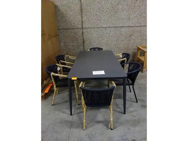 Tafel "keramiek" + 6x stapelbare stoel - afbeelding 1 van  5