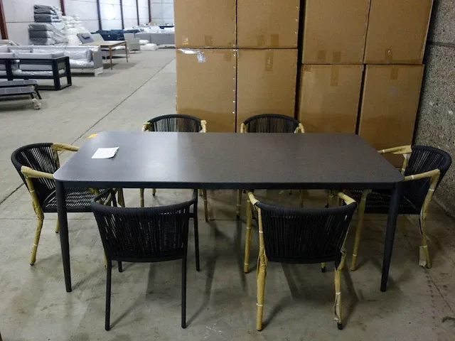 Tafel "keramiek" + 6x stapelbare stoel - afbeelding 2 van  5
