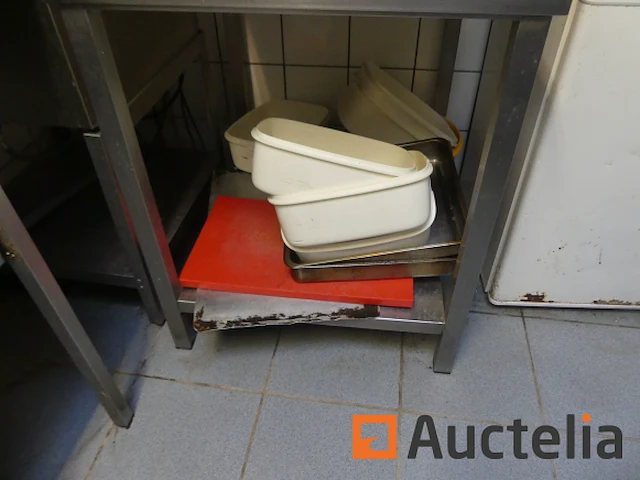 Tafel met 2 rvs plateaus - afbeelding 1 van  2