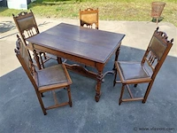 Tafel met 4 stoelen leder - afbeelding 1 van  1