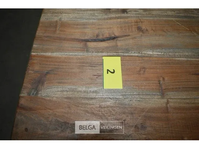 Tafel met ijzeren onderstel + houten blad l 180cm x b 100cm h 0,81cm - afbeelding 2 van  5