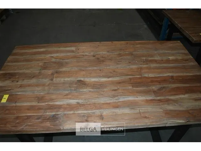 Tafel met ijzeren onderstel + houten blad l 180cm x b 100cm h 0,81cm - afbeelding 4 van  5