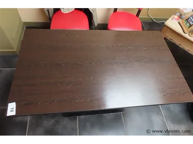 Tafel op metalen voet, blad 70x120cm, hoogte 73cm - afbeelding 2 van  3