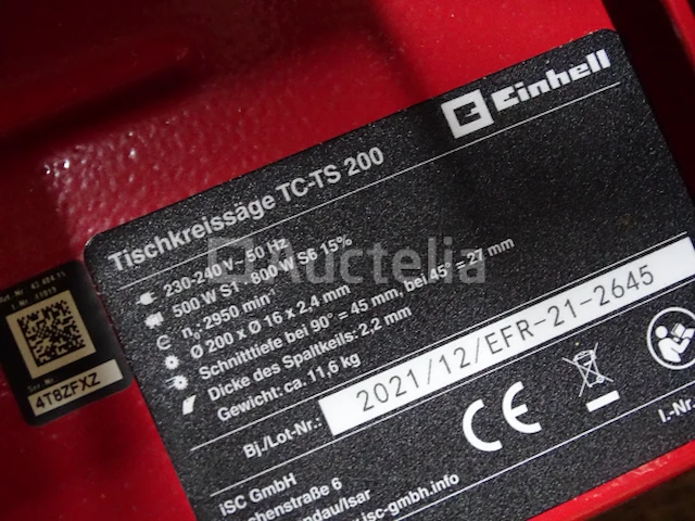 Tafelzaag einhell tc-ts 200 (059) - afbeelding 7 van  8