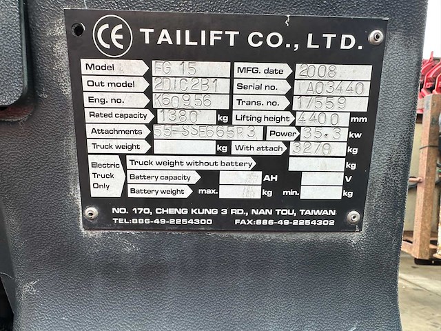 Tailift - 2008 - fg15 - vorkheftruck - afbeelding 15 van  22
