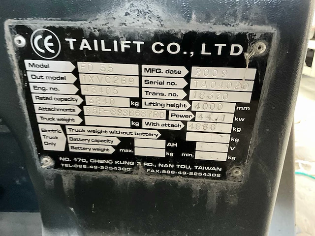 Tailift fd35 vorkheftruck - afbeelding 6 van  14