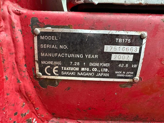 Takeuchi - 2007 - tb175 - midigraafmachine - afbeelding 9 van  41