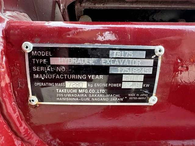 Takeuchi - 2011 - tb175c - midigraafmachine - afbeelding 35 van  41